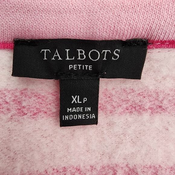 Talbots Petite Womens Johnny Collar Striped Pullover Sweatshirt XLP Pink Polo - Picture 7 of 8